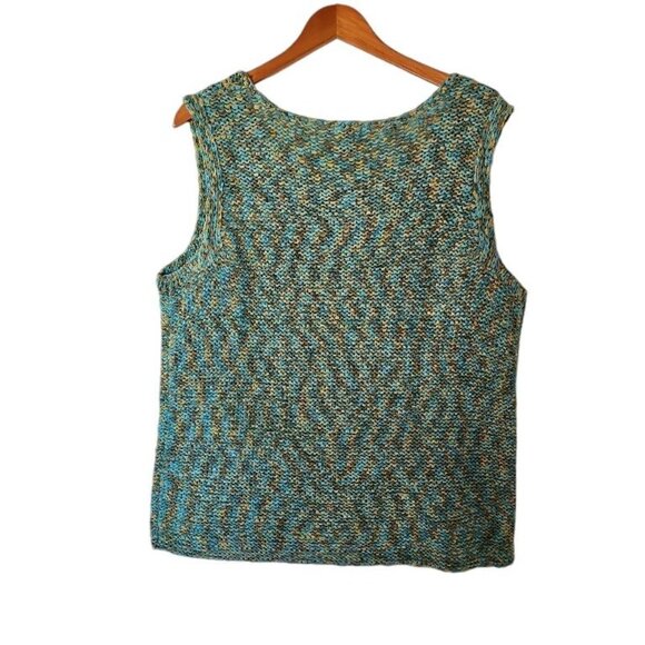 Sigrid Olsen Sweater Green Blue Loose Knit Sleeveless Plus size 1X‎ Sport - Picture 9 of 12